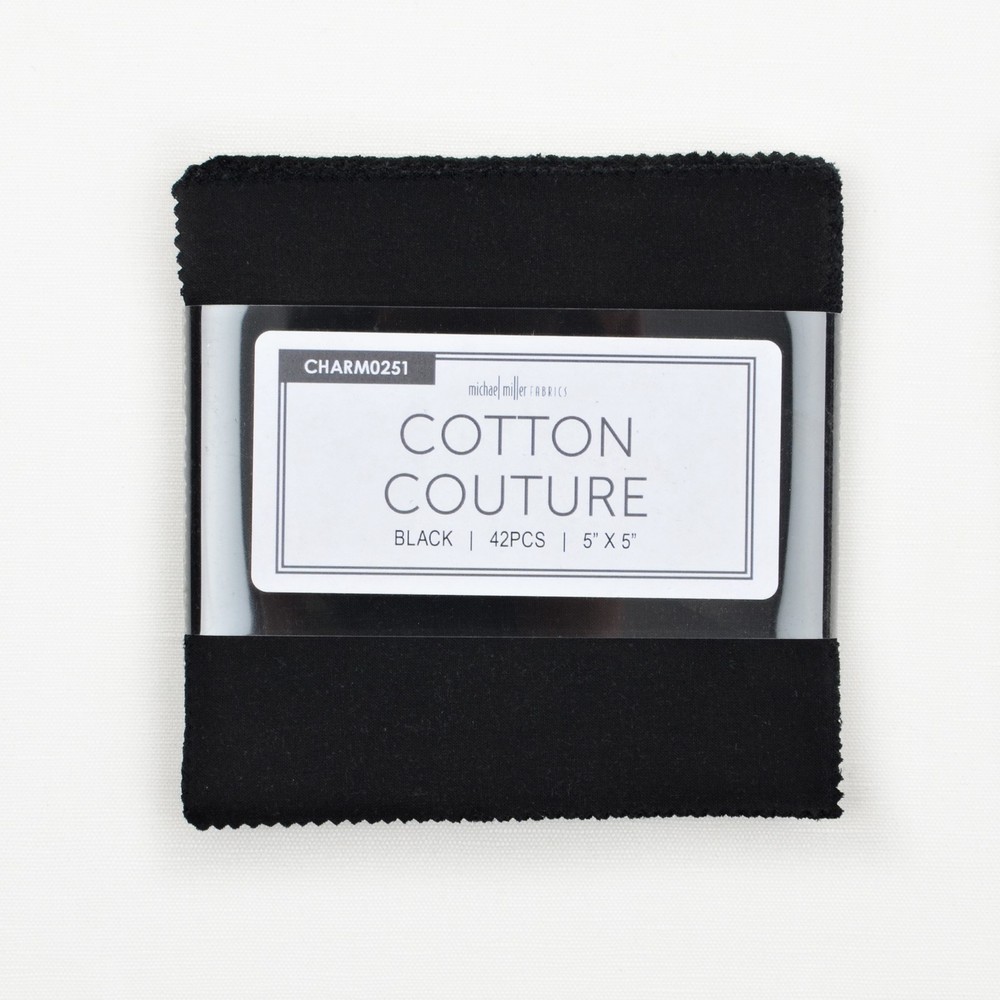 Cotton Couture 5″ Square Pack in Black by Michael Miller