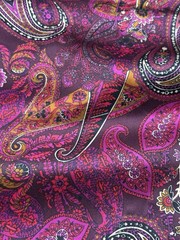Fuchsia Pink Berry Paisley Floral Satin Fabric Silky Soft Charmeuse 3 YDS x 58”