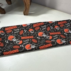 Cleveland Browns NFL Football Print Fabric Black Orange White Brown 1 yd 33 in