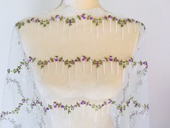 Floral Embroidered Organza Fabric for Sewing/Crafts/Bridal/55″ Wide