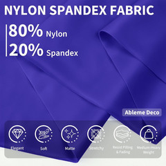 Nylon Spandex Fabric by the Yard, 80% Nylon 20% Spandex, 4-Way Stretch Quick-Dry
