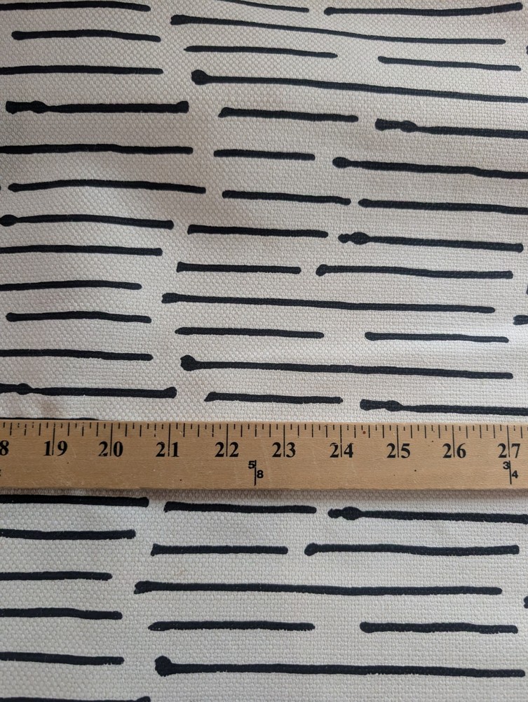 Caroline Cecil Textiles Ink Stripe Black/ Oyster Fabric 1 1/2 Yards