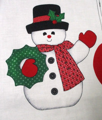 Cut & Sew Fabric Panel Jack Frost Soft Sculpture Snowman Wall Hanging 19″