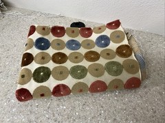 Designer Fabric Remnant Circles Raised Design 20” X 39.5”