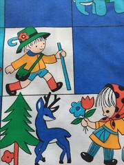 Blue Children Print cotton fabric 62″ Width x 5 Yard For Children ‘s Bedding