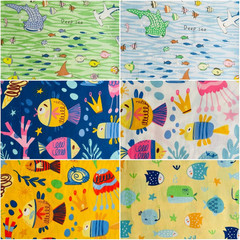 Ocean Fabric Squares 5 X 5 Inch, 42 Pcs 100% Cotton Charm Pack Fabric