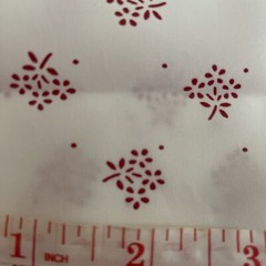 Nylon Fabric White Red Ditzy Flowers Dots 3 7/8 Yards x 62 inches Vintage