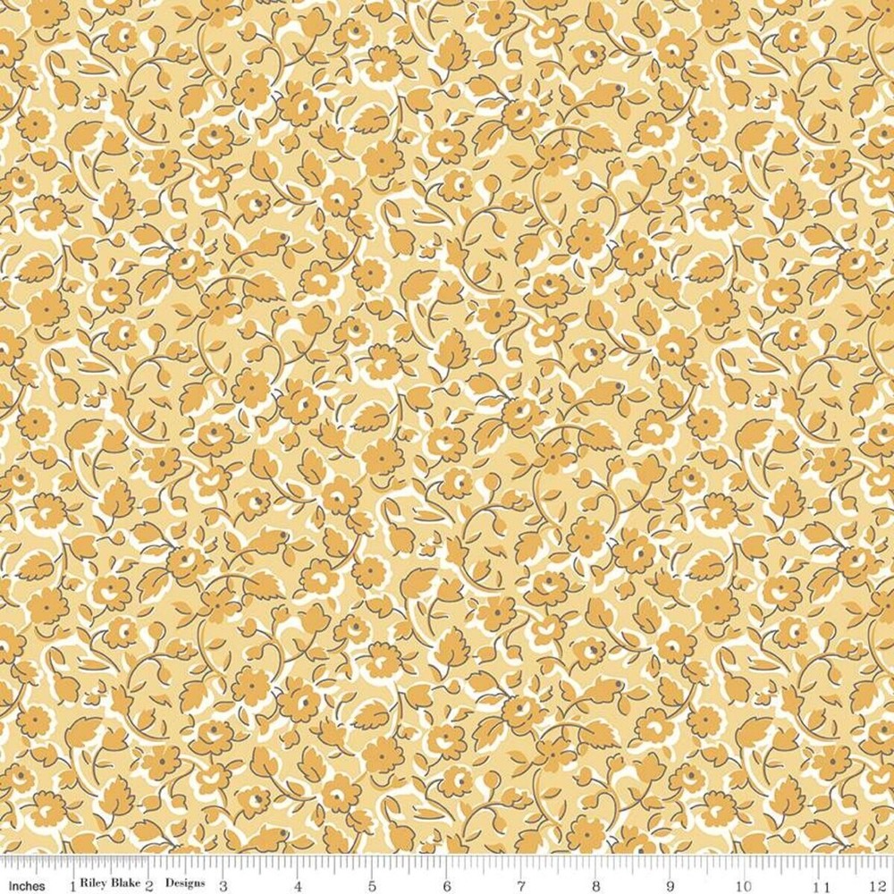 1/4 Yard 9×42 Riley Blake “Stitch” Grandma’s Sofa Beehive Yellow Lori Holt