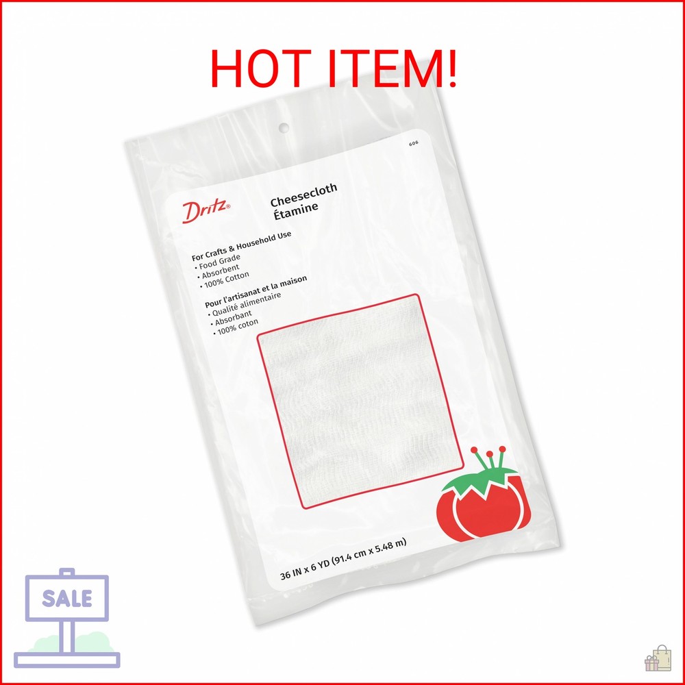 Dritz 606 Cheesecloth, Food Grade #10, 36-Inch x 6-Yards , White