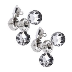 Diamante Silver Rhinestone Crystal Round Buttons Sewing Craft (20mm) CHU