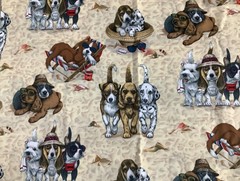 NEW UNWASHED MULTICOLOR “JO-ANN FABRICS” DOG PATTERN COTTON FABRIC 27″ X 42″