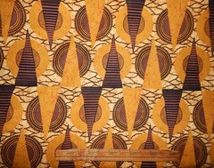 tribal cotton fabric triangle brown tan circle BTY sun African print gold