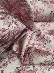 Fabric Sold By The Yard Pink Metallic Floral Flowers Brocade For Dress Upholster