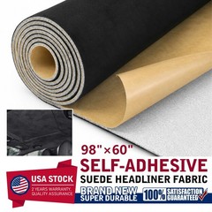 98″ L×60″ W Black Suede w Adhwsive Headliner Fabric Reupholster Aging/Smell Roof