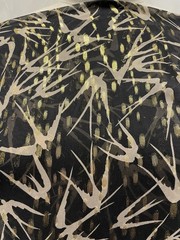 100% Silk Chiffon Birds Print Gold Lurex Black Fabric 1 Yard Long and 54″ Wide