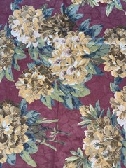 p kaufmann upholstery fabric 1 Yard 36”x54” crimson/ Mustard Vintage Floral