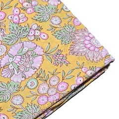 Indian 5 Yard Hand Block Floral Print 100% Cotton Dress Making Craft Fabric