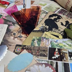 Junk Journal Lot 1Lb Ephemera Card Ribbons Book Page Fabric Button Craft Collage