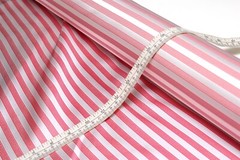 100%silk Pink Striped Silk Fabric by the Half Yard 27″ Width F195