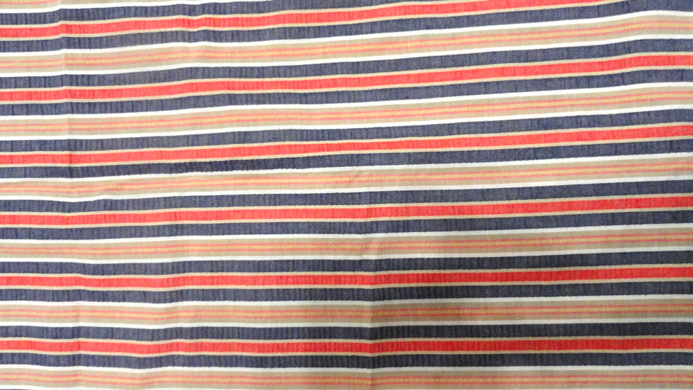 VTG Muted Red/White/Blue Seersucker Fabric Unbranded 3 yds x 44″ Cotton/Blend