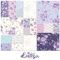 Clothworks Louisa Bouquets Y4406-2 Light Cream Purple lavender fabric BTHY