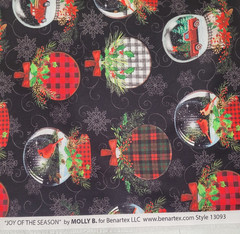 1 Yard 100% Cotton Fabric Benartex Red Truck Snow Globe Cardinal