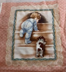 VTG Bessie Pease Gutmann Flannel Panel Four 10”x12” w/ Poly Batting 21½” x23½”