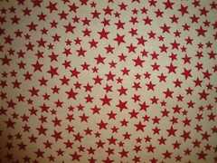 Star Fabric * Scattered Red Star And Tan Cotton Calico Fabric * Sewing Fabric