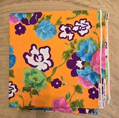 Vintage Spilkes Screen Printed Polyester Fabric 60s Groovy Floral 60″ × 135″