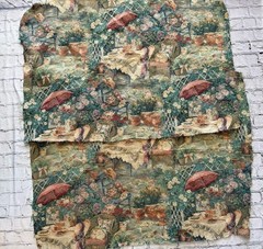 Vintage Romantic Scene French Country Tapestry Woven 26”x 38” Upholstery 2 Piece