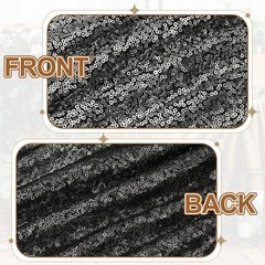 1 Yard Sequin Fabric by the Yard Velvet Sequins Fabric, Black Silver