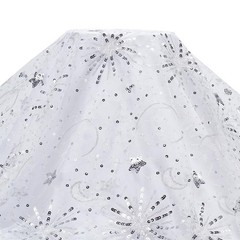 2 Yards×61.4 Inch White Stars Moon Sequins Lace Fabric Sparkly Embroidery Fab…