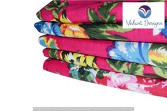 10 Yard Pink Hand Block Floral Cotton Fabric Dressmaking Sewing