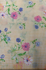 GENERAL FABRICS – SPRING FLORAL ON YELLOW GINGHAM- BY THE YARD