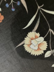 Jay Yang Pink Green Blue Floral Black Chintz Cotton Fabric 4 Yards