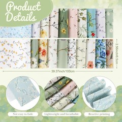 60 PCS Spring Floral Quilting Fabric 2.6×40 Inch Cotton Strips Bundles
