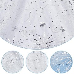 2 Yards×61.4 Inch White Stars Moon Sequins Lace Fabric Sparkly Embroidery Fab…