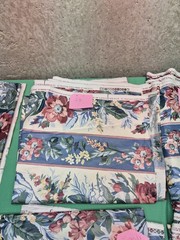 19+ Yards VTG Waverly Carolina Rose Fabric Blue Pink Floral Home Decor Chintz