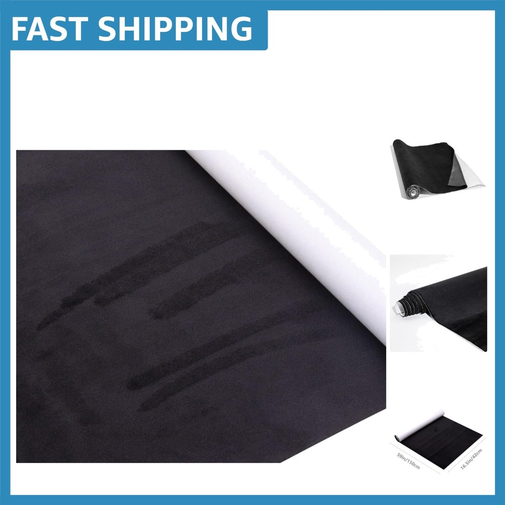 Flexible Self-Adhesive Black Microfiber Suede Look Film 16.5″ x 59″ for Cars