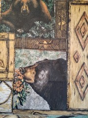 Bears Fabric 2.25 Yards x 45″ Wide Cotton Birch Bark, Stone Wall, Sticks Design