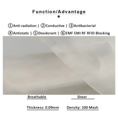 EMF Shielding Metal Fiber Fabric Anti Radiation RFID Block Sheer 100 Mesh Cloth