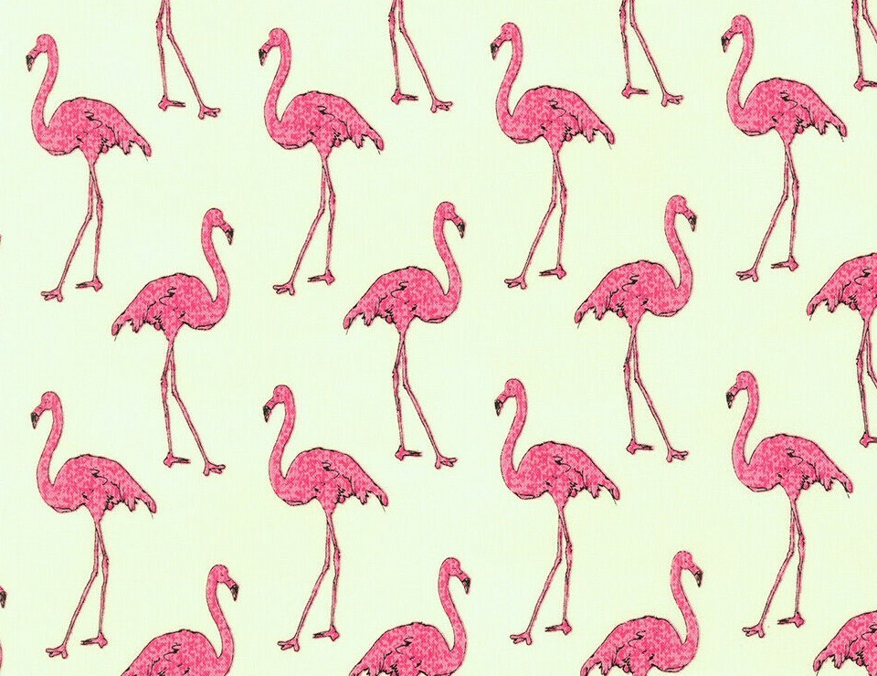 FAT QUARTER FABRIC PINK FLAMINGO BEACH DIVAS FLAMINGOS ON CREAM BIRD COTTON FQ