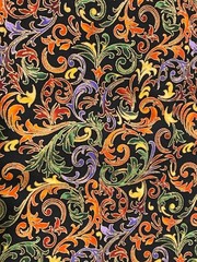 Garden Glitz M’Liss Rae Hawley Joann Black Gold Florentine Cotton Fabric 1 yd
