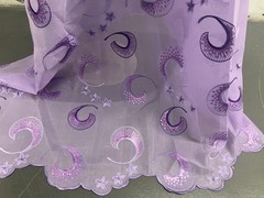1.5 Yard Lavender Rhinestone Sequins Embroidered Lace fabric 50” Width