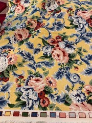 12 Yds Vintage Barrow Belcourt Floral Upholstery Fabric Yellow Pink Blue 55″ W