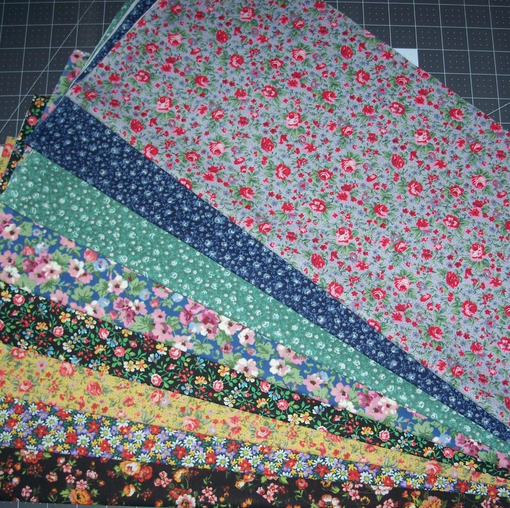 8 Country Florals Calico Fat Quarters Bundle Fabric 100% Cotton Precut