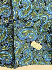 Lot of 5 Fabric Scraps Black & Blue Florals Planets Paisley Lot #43