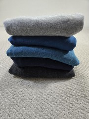Cashmere Sweater Lot Five Damaged Recycle Flaw Material Scrap Fabric Blue Gray