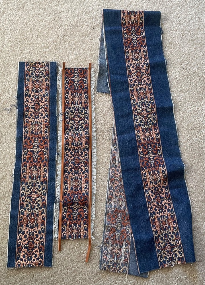 Embroidery Jacquard Trim for sewing ,Denim Trim, 2.33 yards, wide 6 “; 3.5”