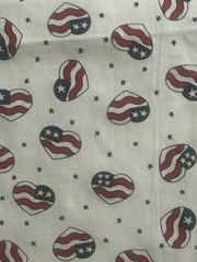 Patriotic Hearts Cotton Fabric 2 YDS x 44 Inches Craftng Flag Hearts Craft/Sew